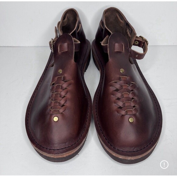 Zora of St.Thomas Handmade Brown Leather Fisherman Sandals Vibram Sole Mens 9